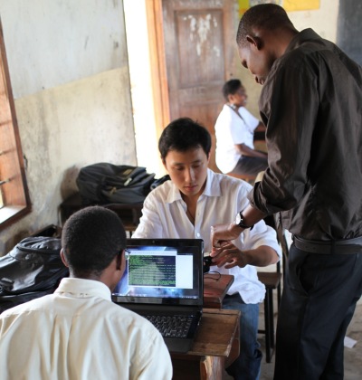 Technical team at work in mobile clinic